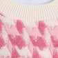 Women's V-Neck Sleeveless Check Pullover Knit Vest