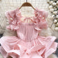 Design Ruffled Pleat And Waisted Lace-up Shirt