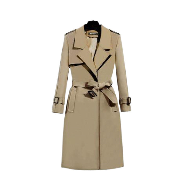 Trench-coat mi-long élégant et ajusté à la taille