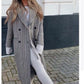 Retro Wild Long Houndstooth Woolen Coat