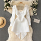 Women's Hollowed-Out Backless Dress With Bow Decoration And Defined Waist
