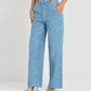 Ensemble haut tube en denim à paillettes et pantalon large