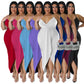 Adjustable-strap Sleeveless V-neck Stretch Dress