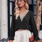 Women's V-neck Lace Ruffle Sleeve Loose Top