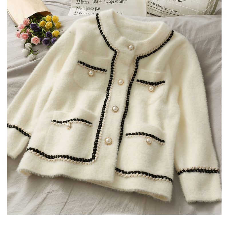 Women's Faux Mink Fleece Loose Sweater Cardigan Jacket
