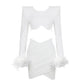 Women's Open-back Feather Long-sleeved Dress