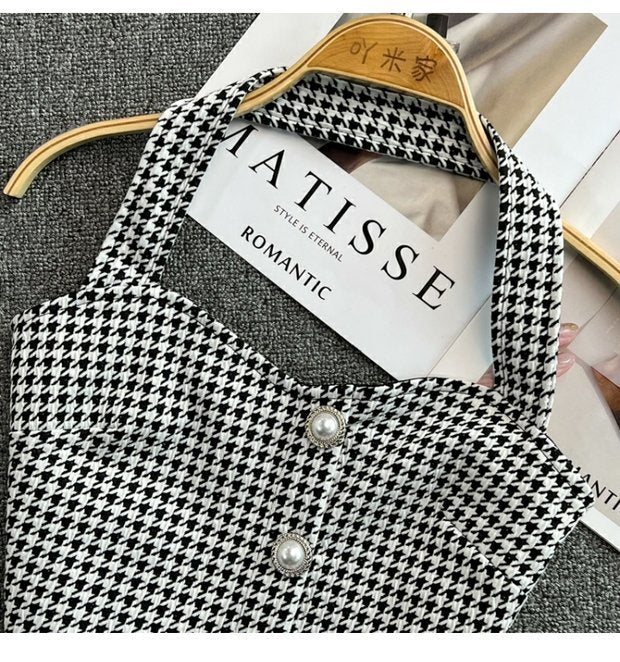 Fashionable Houndstooth Camisole Design Sense