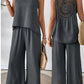 Women's Sleeveless Solid Color Back Hollow Lace Suit