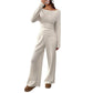 Casual Long Sleeve Straight-leg Pants Loose Temperament Suit