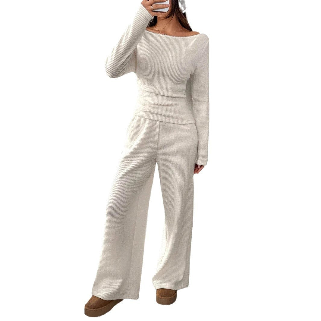 Casual Long Sleeve Straight-leg Pants Loose Temperament Suit