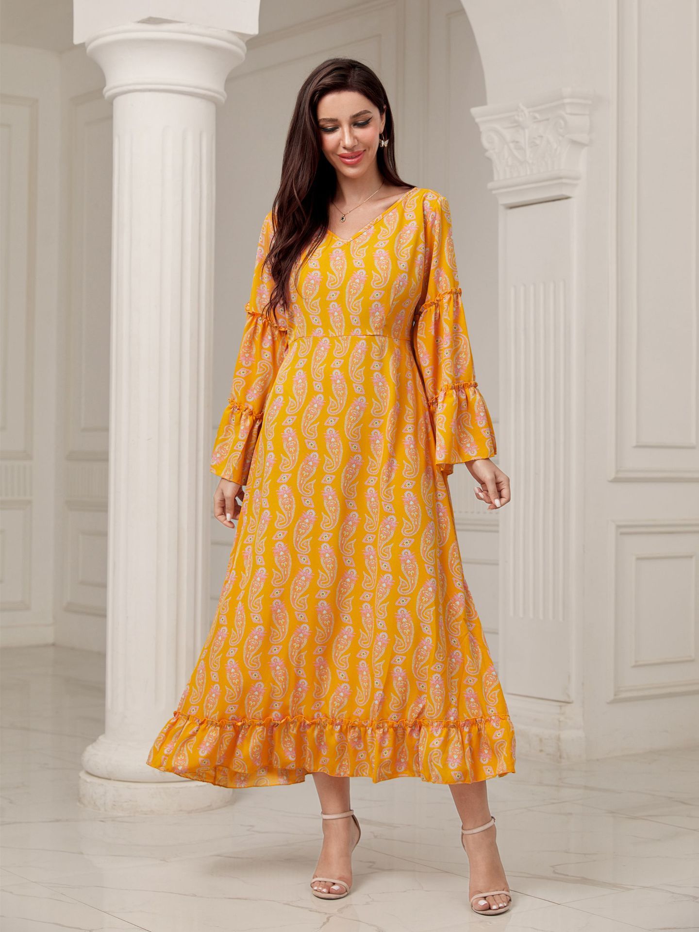 Elegant Digital Printing Plus Size Dress