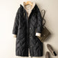 Medium Long Loose Warm Fashion Coat Women's Knitting Wool Hooded Down Jacket