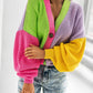 Casual Color Matching Bright Women's Woolen Long-sleeved Cardigan