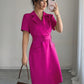 Summer Solid Color Elegant Short Sleeve Shirt Dress