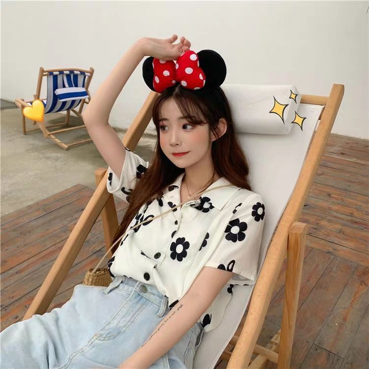 Ladies Fashion Personality Hong Kong Style Flower Shirt