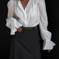 Women's French Jacquard Puff Sleeve Shirt