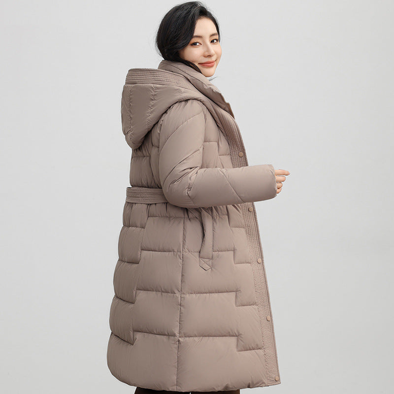 Manteau mi-long à capuche pour femme, coupe-taille, coupe-vent ...
