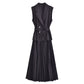 European And American Double Breasted With Belt Vest Pleated Skirt Dress
