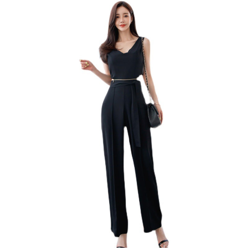 Casual Show Waist Suit Feminine V-Neck Split Style