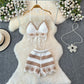 V-neck Fringe Vest High-waisted Hollowed-out Wide-leg Shorts Women's Suit