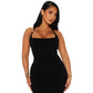Solid Color Metal Tube Decorative Sheath Dress Fashion Elegant Halter Vest Dress