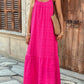 Drawstring Multi-layer Ruffled Decorative Extra Long Sling Dress