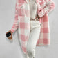 Women's Fashion Polo Collar Plush Plaid Coat