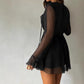 Ruffle-trimmed Drawstring V-neck Waist-cinching Figure-flattering Dress For Date Nights And Parties