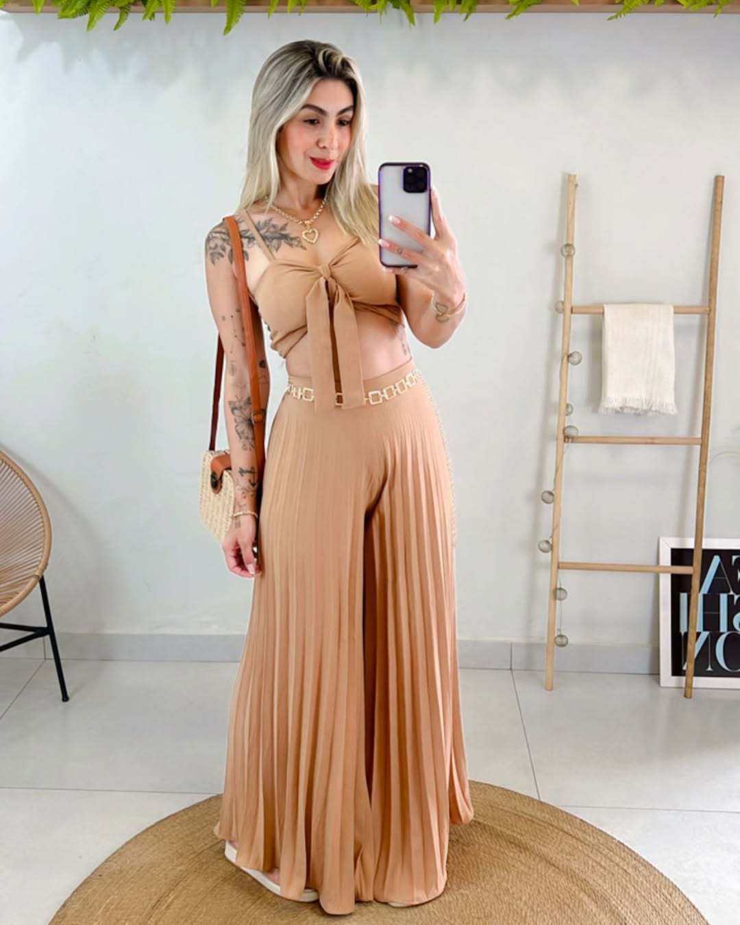 Camisole Pleated Loose Wide Leg Pants Two-piece Set