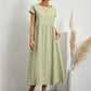 European And American Solid Color Sleeveless Loose Cotton Linen Pocket Dress