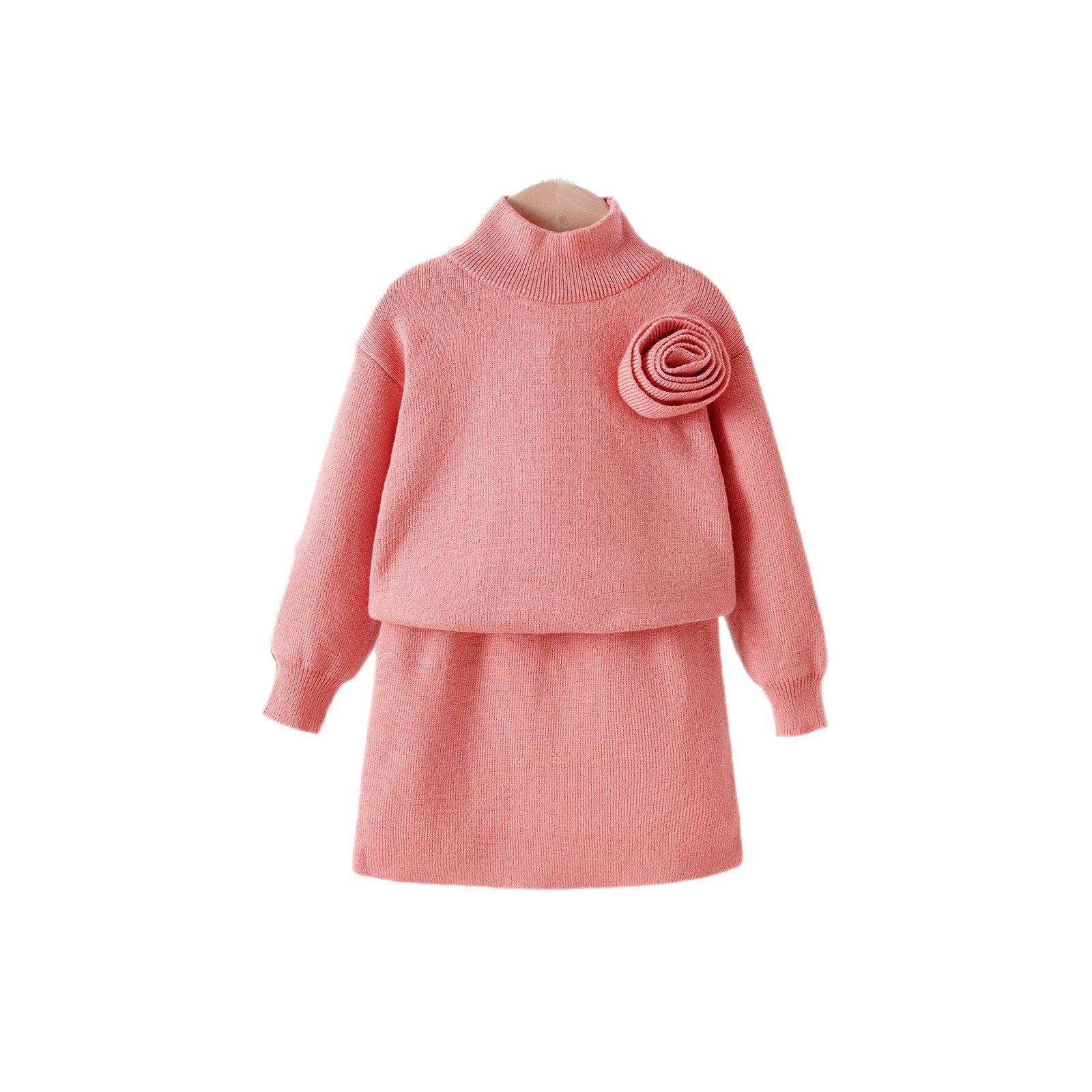 Flower Pattern Long Sleeve Comfortable High-neck Set