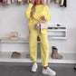 Women's Solid Color Loose-fitting Casual Pullover Trousers Two-piece Set