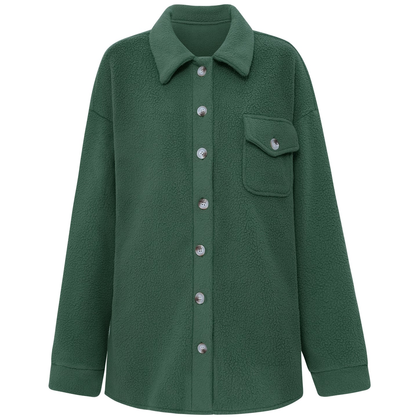 Women's Solid Color Fashion Lapel Plush Loose Jacket