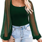 Women's Lantern Sleeve Stitching Slim Top