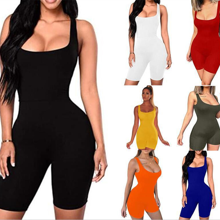 Short une pièce de sport de couleur unie pour femme