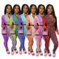 Ensemble deux pièces pantalon de sport multicolore à empiècements pour femme
