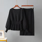 Casual Round Neck Wool Woven Suit Waist Slimming