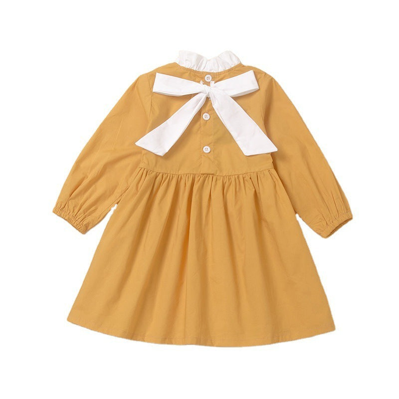 Fashion New Style Yellow Bow Girl's Western Dress