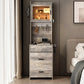 Gray Hemp Faced Particleboard With Triamine 2 Pull 1 Door 1 Flip LED 3 Tone Light Touch Mirror Dressing Table Set