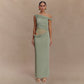 Pleated Women's Dress Shoulder Midriff Outfit