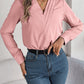 Fashion V-Neck Long Sleeve Shirt Elegant Commuter Solid Blouse Office Women's Clothing