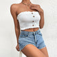Retro Solid Color Fungus Edge Elastic Tube Top Women's Top