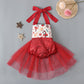 Summer Christmas Sleeveless Halter Sequin Gauze Jumpsuit