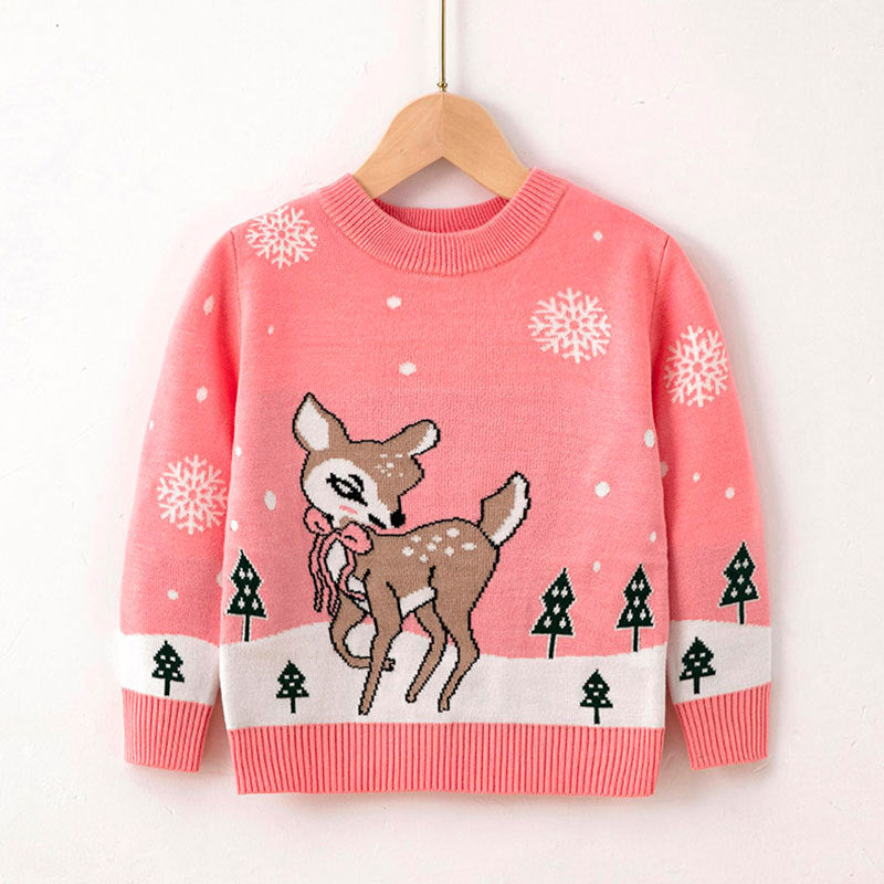 New Autumn And Winter Children's Christmas Snowflake Pullover Sweater