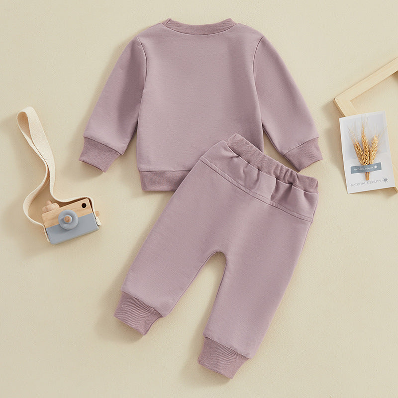 Children's Letter Printed Long-sleeved Trousers Two-piece Set