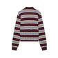 Spring New Women's Fashion Striped Polo Retro Long Sleeve Contrast Color Top
