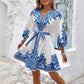 Women's V-neck Lace-up Waist Dress