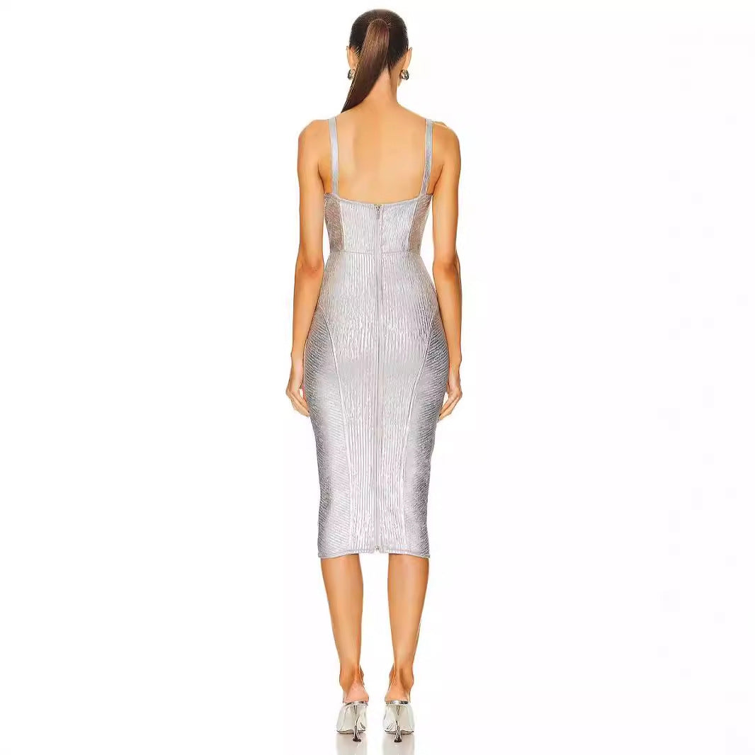 New Silver Fabric Dress Autumn