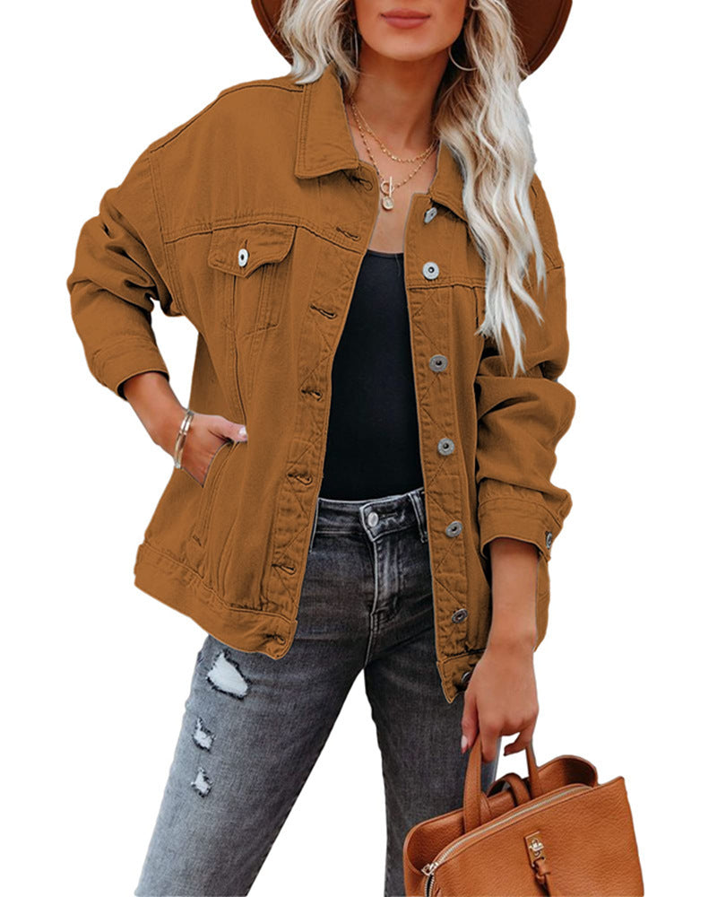 Women's Oversized Short Shawl Denim Jacket