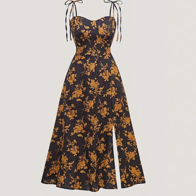 Waist-tight Floral Slimming Sling Dress